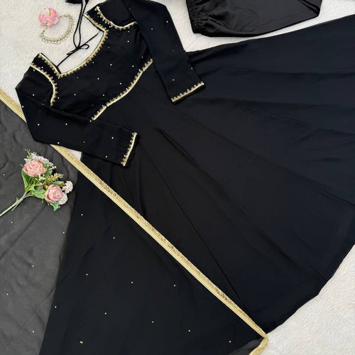 Black Color Party Wear Designer Georgette Anarkali Gown