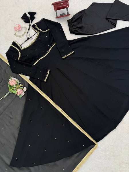 Black Color Party Wear Designer Georgette Anarkali Gown
