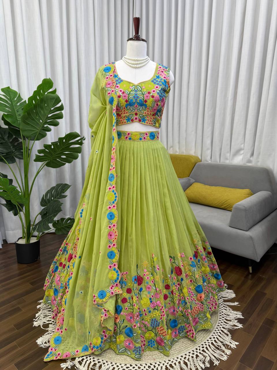 Green Color Designer Sequence Work Designer Lehenga Choli