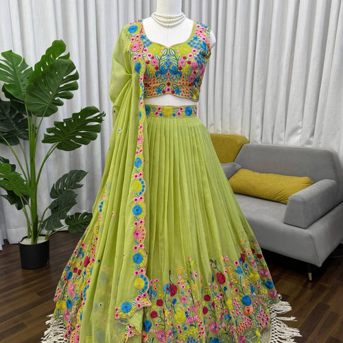Green Color Designer Sequence Work Designer Lehenga Choli