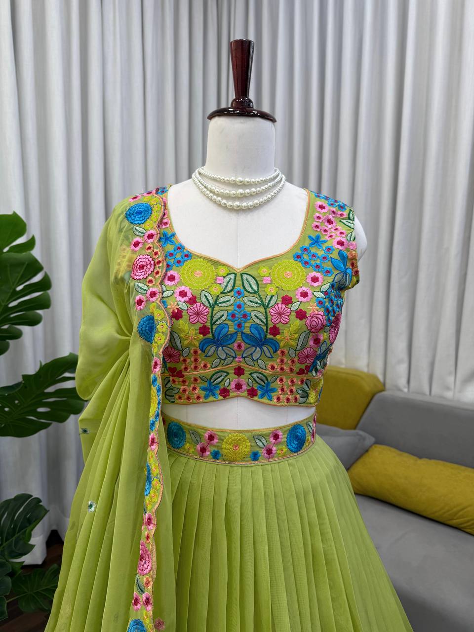Green Color Designer Sequence Work Designer Lehenga Choli