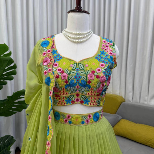 Green Color Designer Sequence Work Designer Lehenga Choli