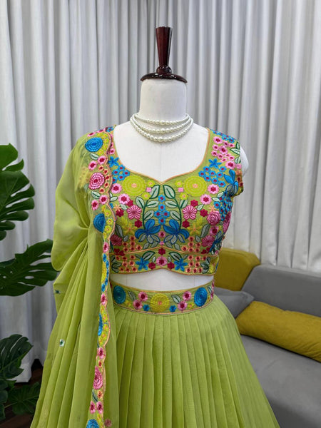 Green Color Designer Sequence Work Designer Lehenga Choli