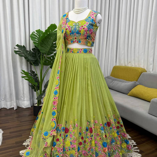 Green Color Designer Sequence Work Designer Lehenga Choli