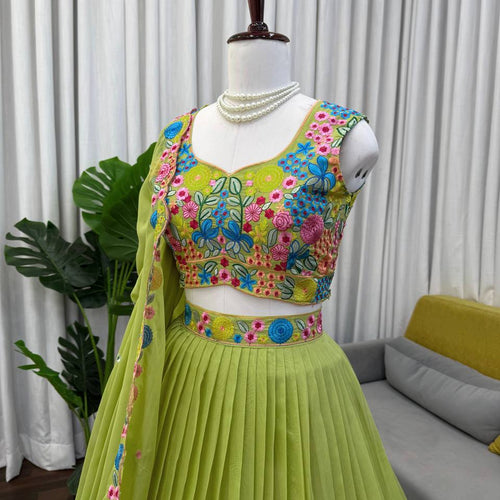 Green Color Designer Sequence Work Designer Lehenga Choli