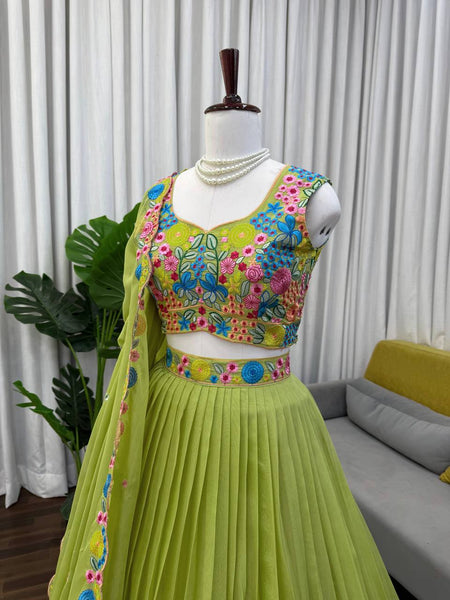 Green Color Designer Sequence Work Designer Lehenga Choli