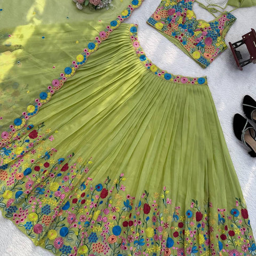 Green Color Designer Sequence Work Designer Lehenga Choli
