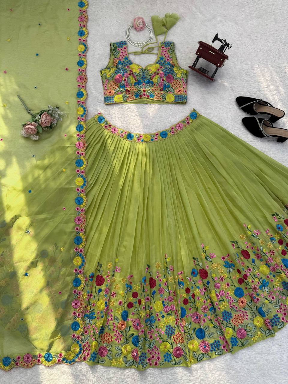 Green Color Designer Sequence Work Designer Lehenga Choli