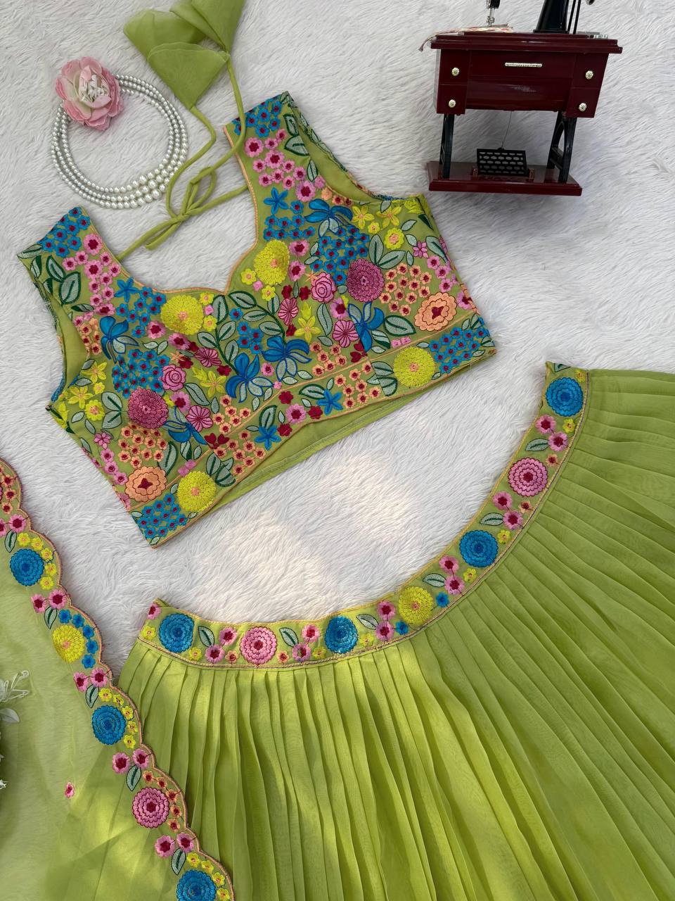 Green Color Designer Sequence Work Designer Lehenga Choli