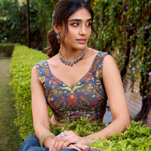 Blue Color Designer Party Wear Sequence Embroidery Lehenga