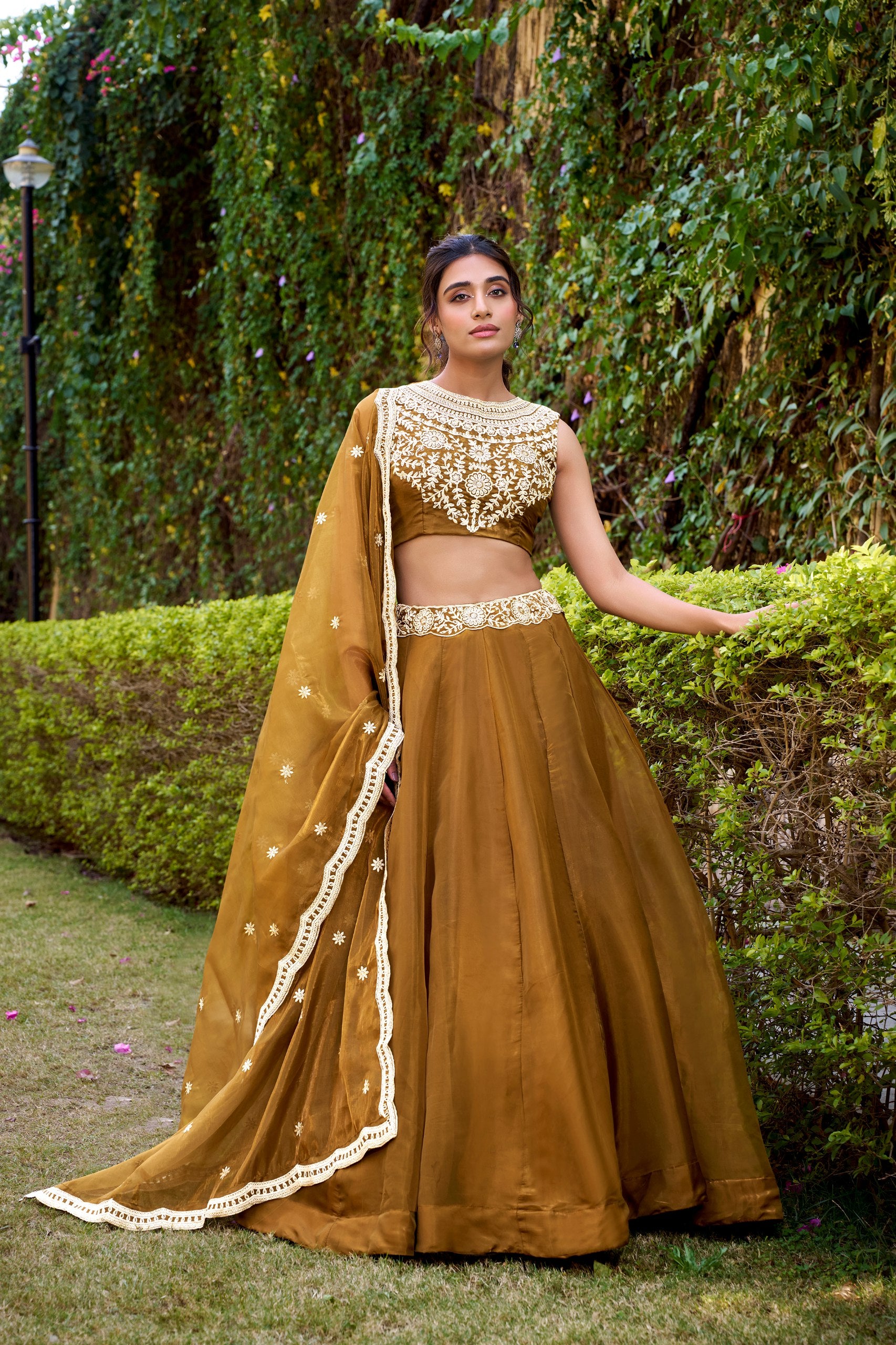 Gold Yellow Color Designer Party Wear Sequence Embroidery Lehenga