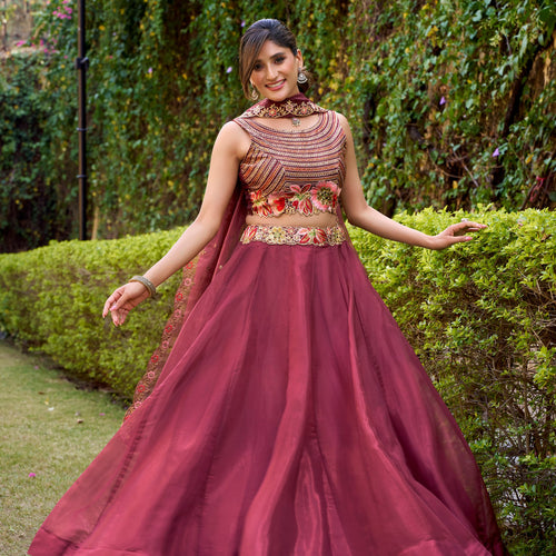 Pink Color Designer Party Wear Sequence Embroidery Lehenga