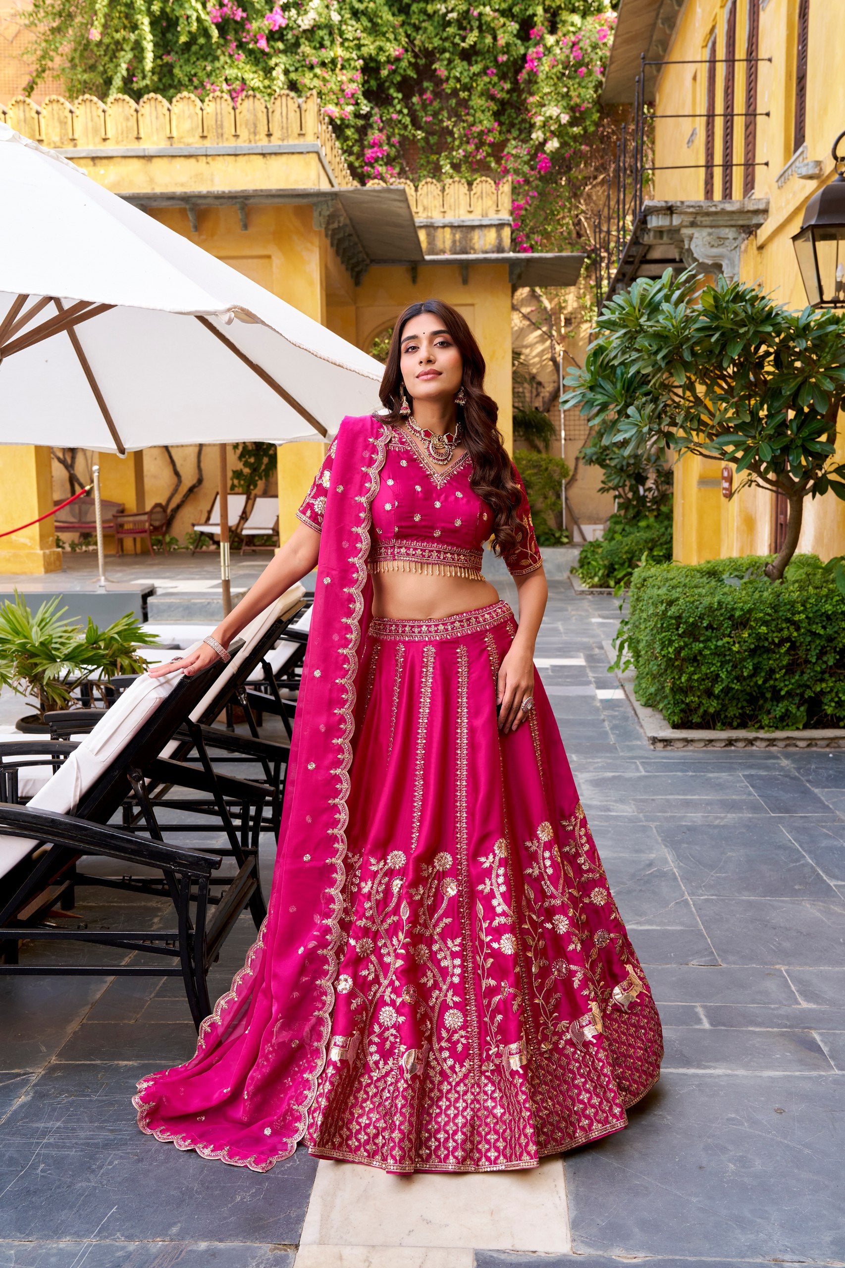 Pink Bridal Wear Wedding Designer Silk Sequence Embroidery Work Lehenga Choli