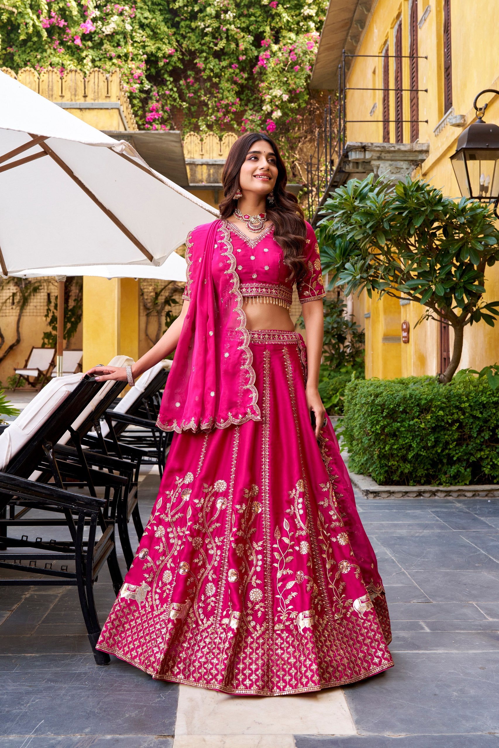Pink Bridal Wear Wedding Designer Silk Sequence Embroidery Work Lehenga Choli