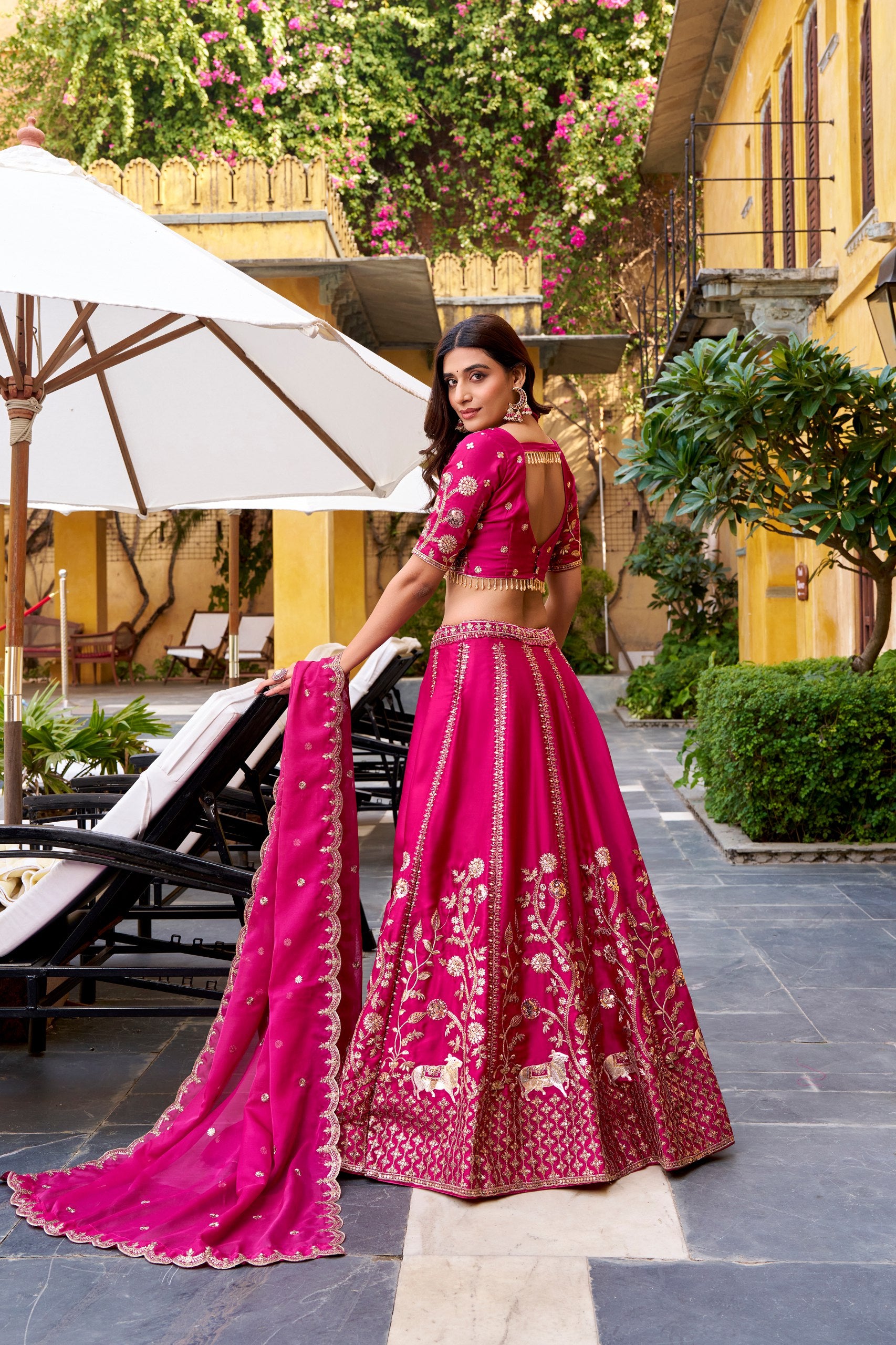 Pink Bridal Wear Wedding Designer Silk Sequence Embroidery Work Lehenga Choli