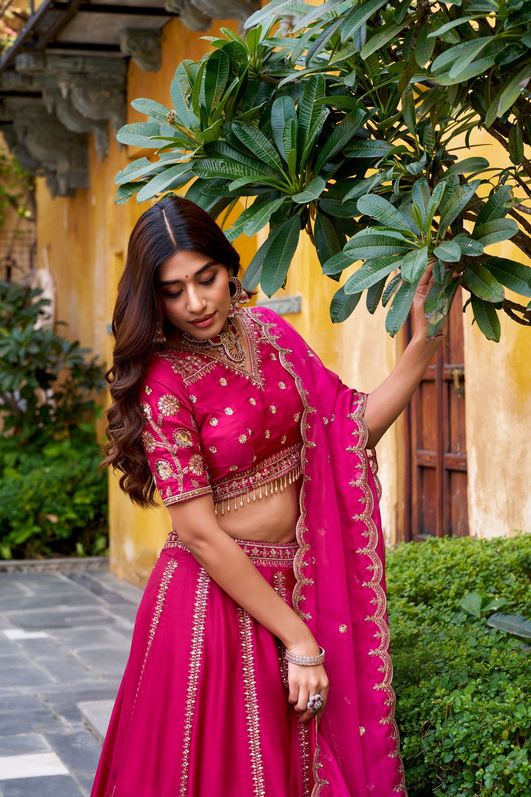 Pink Color Bridal Designer Sequence Embroidery Lehenga