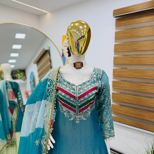 Rama - Cream Color Wedding Wear Designer Top with Lehenga