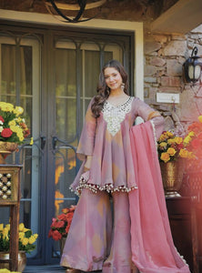 Light Pink Color Party Wear Classy Designer Palazzo Suit