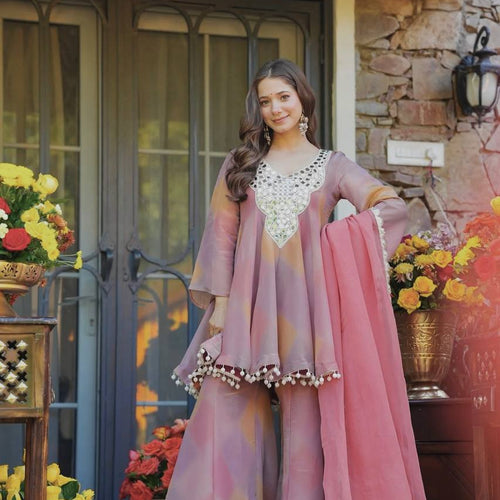 Light Pink Color Party Wear Classy Designer Palazzo Suit