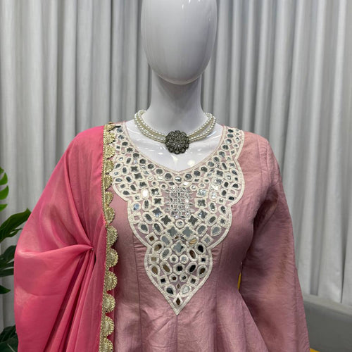 Light Pink Color Party Wear Classy Designer Palazzo Suit