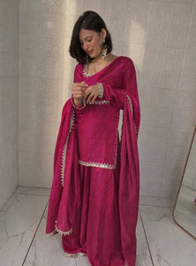 Pink Color Party Wear Silk Designer Palazzo Suit