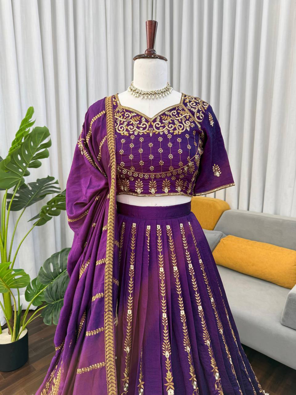 Purple Color Heavy Wedding Wear Trendy Designer Lehenga Choli