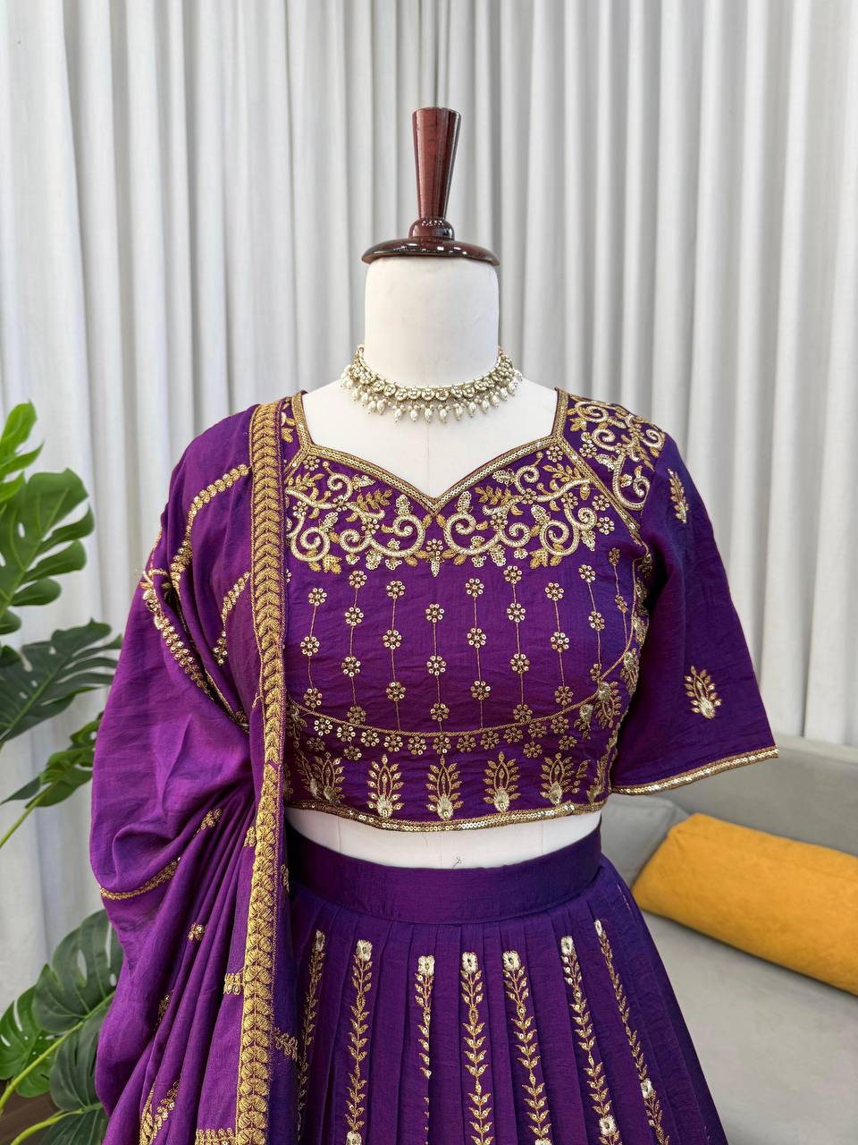 Purple Color Heavy Wedding Wear Trendy Designer Lehenga Choli
