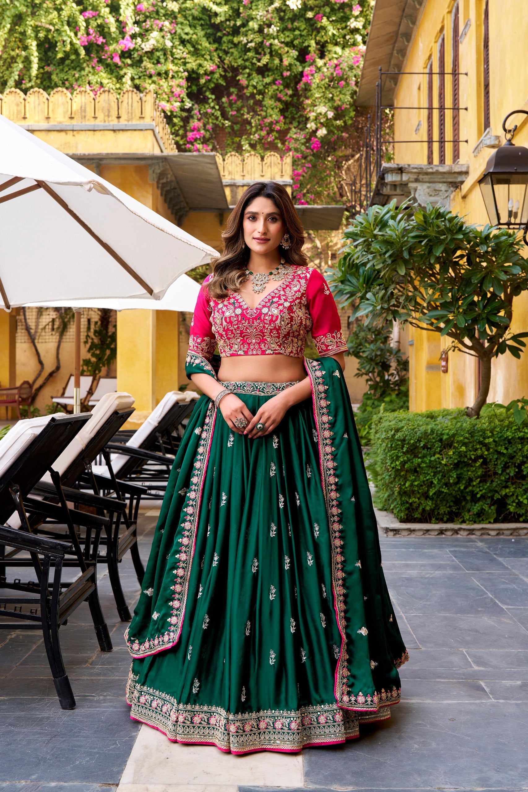 Green Color Designer Wedding Wear Embroidered Lehenga Choli