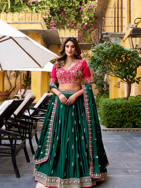 Green Color Designer Wedding Wear Embroidered Lehenga Choli