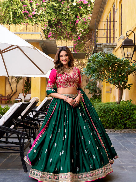 Green Color Designer Wedding Wear Embroidered Lehenga Choli