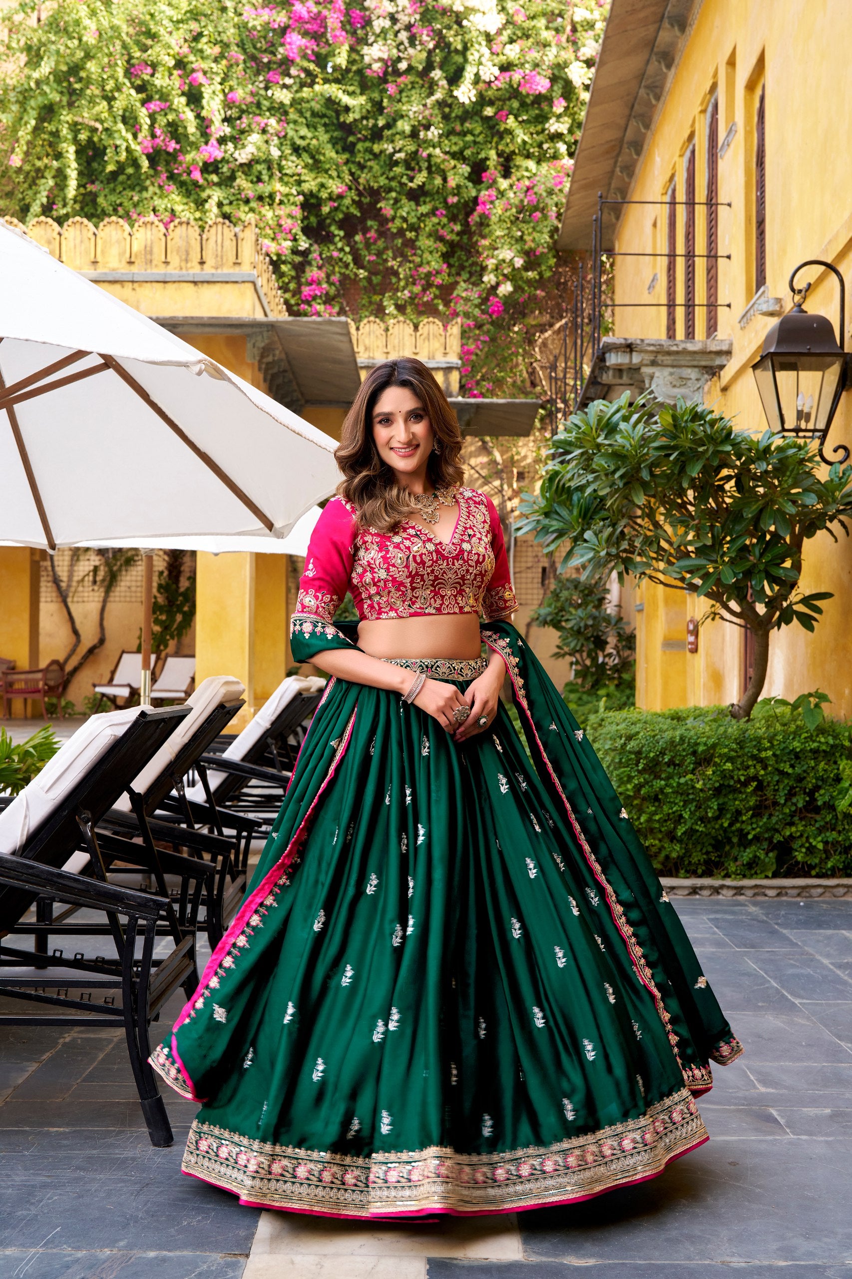 Green Color Designer Wedding Wear Embroidered Lehenga Choli