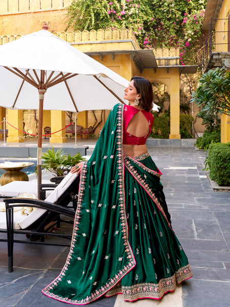 Green Color Designer Wedding Wear Embroidered Lehenga Choli