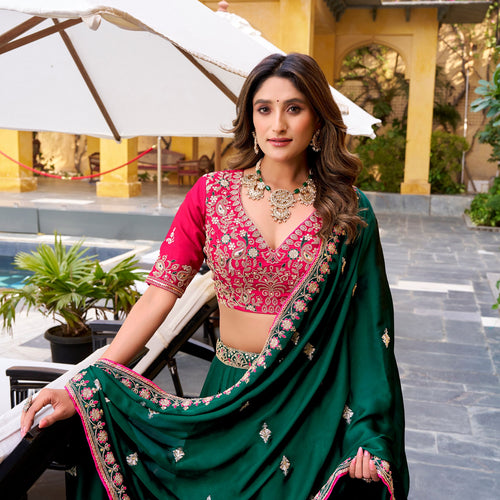 Green Color Designer Wedding Wear Embroidered Lehenga Choli
