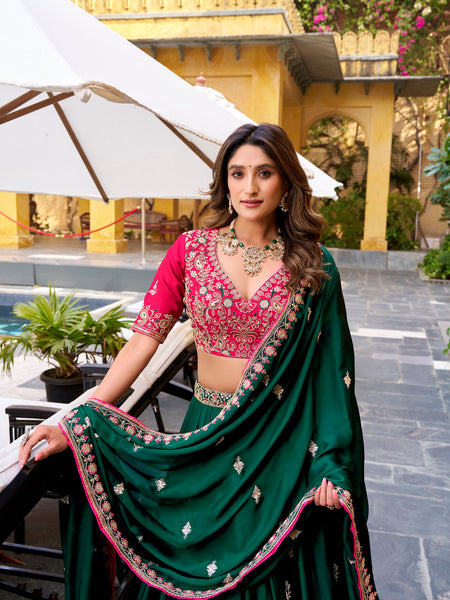 Green Color Designer Wedding Wear Embroidered Lehenga Choli