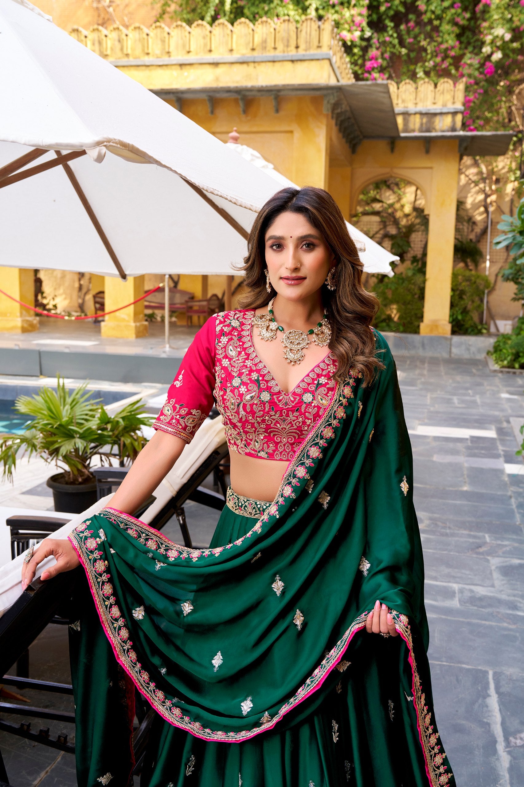 Green Color Designer Wedding Wear Embroidered Lehenga Choli