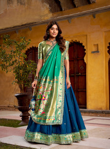 Blue Color Paithani Soft Silk Designer Traditional Lehenga Choli