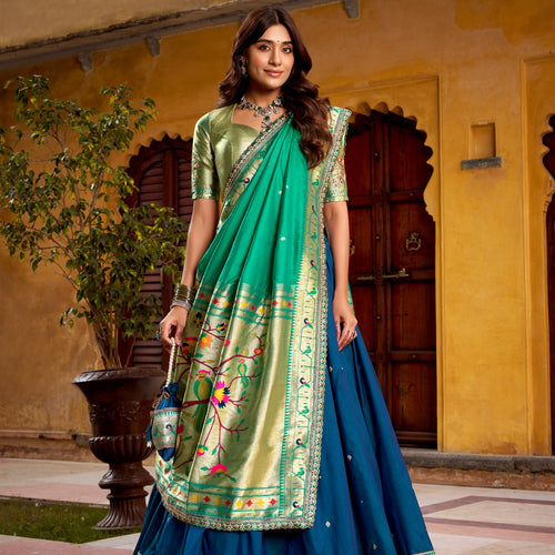 Blue Color Paithani Soft Silk Designer Traditional Lehenga Choli