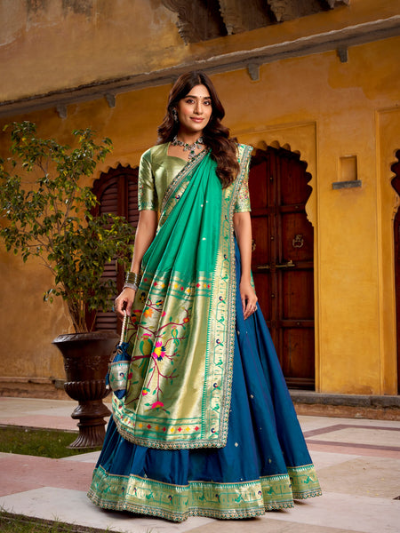 Blue Color Paithani Soft Silk Designer Traditional Lehenga Choli