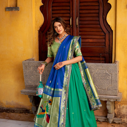 Dark Green Color Paithani Soft Silk Designer Traditional Lehenga Choli