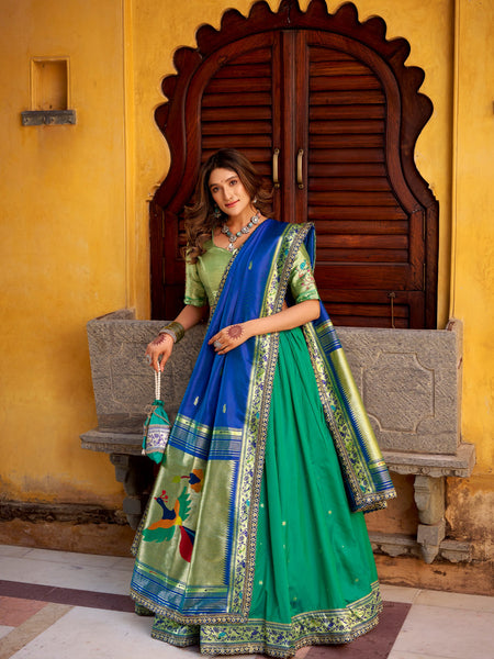 Dark Green Color Paithani Soft Silk Designer Traditional Lehenga Choli