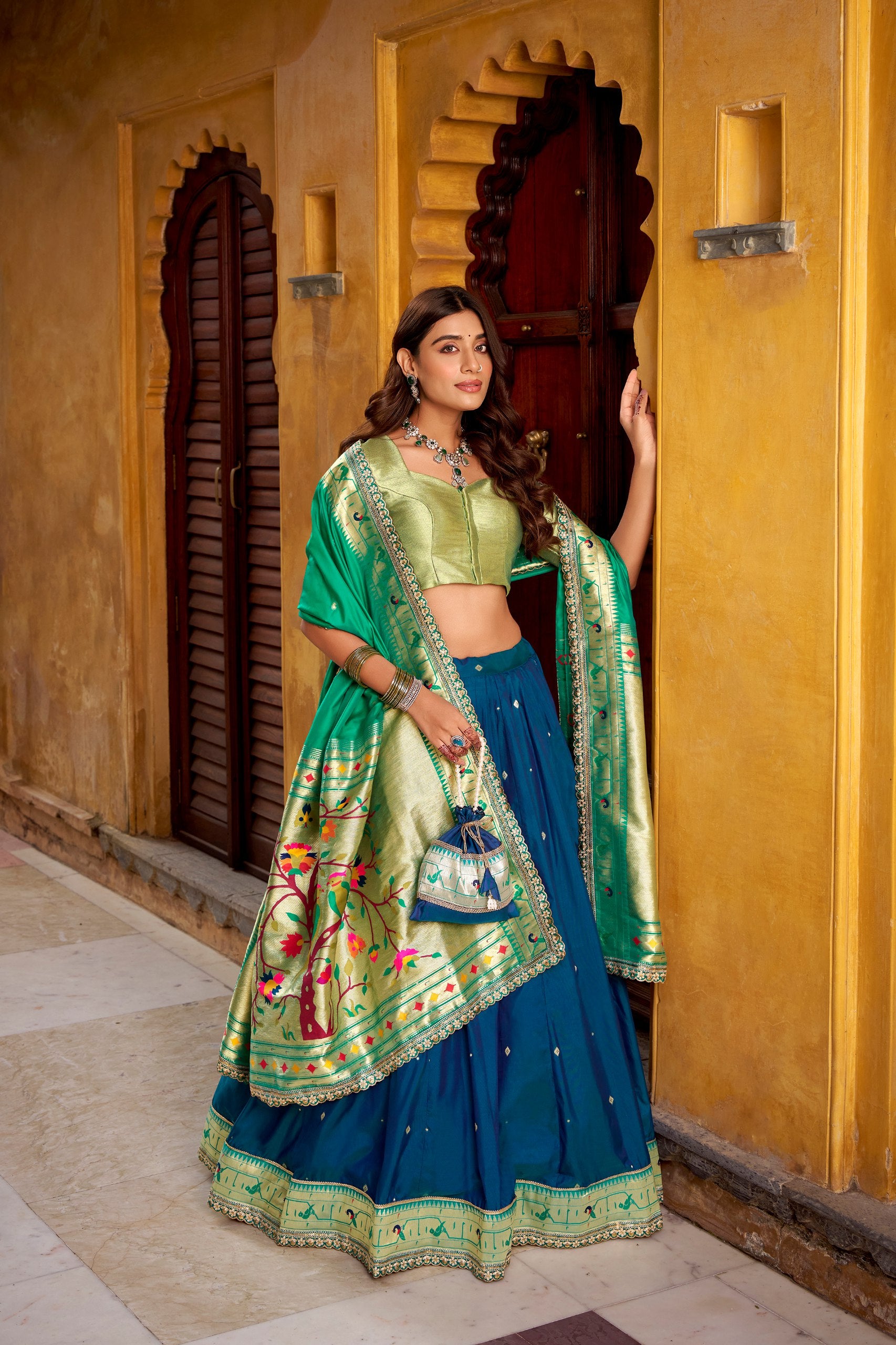 Blue Color Paithani Soft Silk Designer Traditional Lehenga Choli