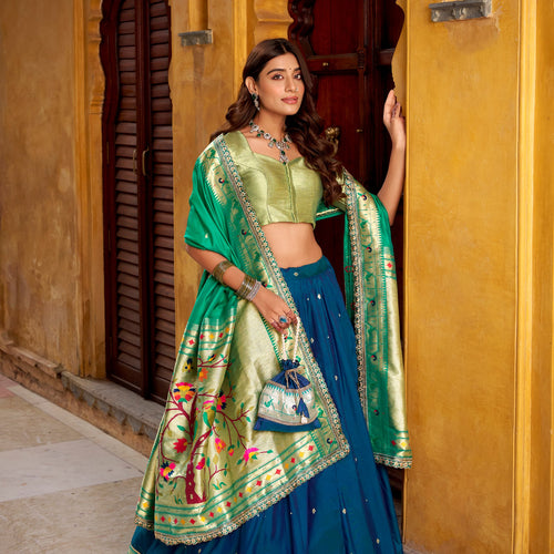 Blue Color Paithani Soft Silk Designer Traditional Lehenga Choli