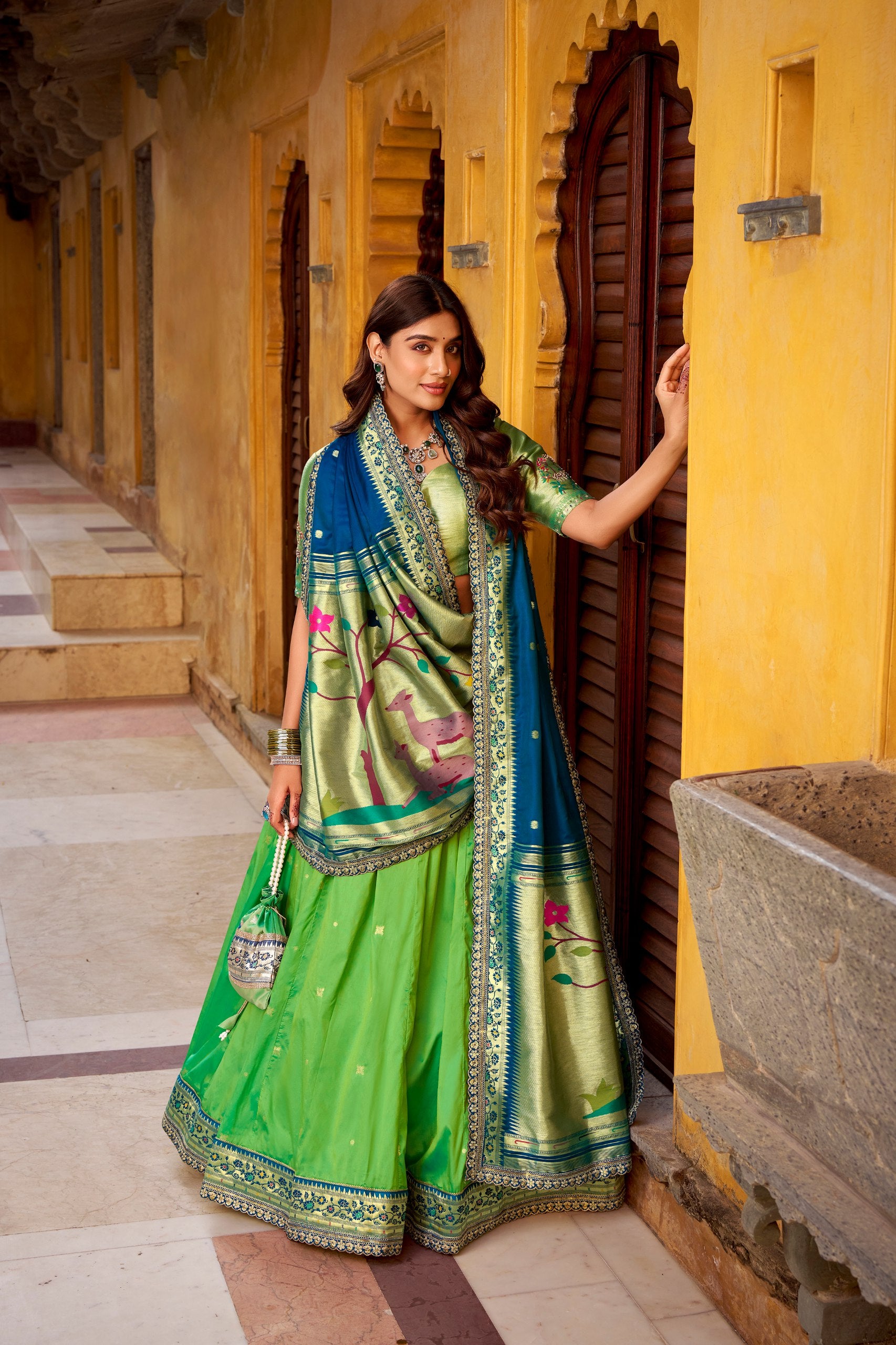 Green Color Paithani Soft Silk Designer Traditional Lehenga Choli