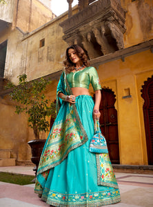 Sky Blue Color Paithani Soft Silk Designer Traditional Lehenga Choli