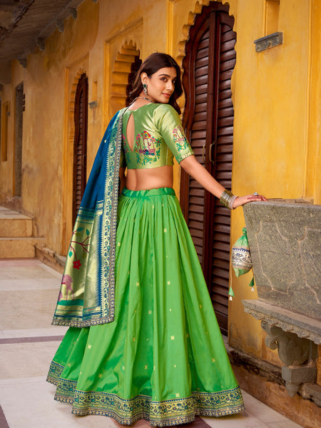 Green Color Paithani Soft Silk Designer Traditional Lehenga Choli