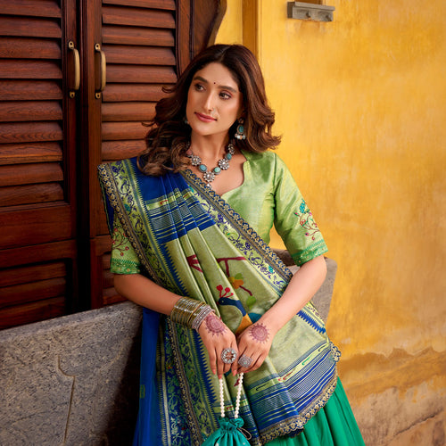 Dark Green Color Paithani Soft Silk Designer Traditional Lehenga Choli