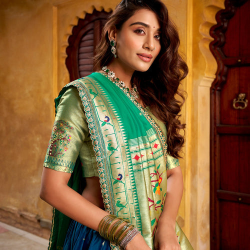 Blue Color Paithani Soft Silk Designer Traditional Lehenga Choli