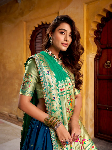 Blue Color Paithani Soft Silk Designer Traditional Lehenga Choli