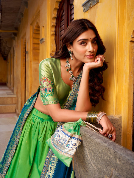 Green Color Paithani Soft Silk Designer Traditional Lehenga Choli