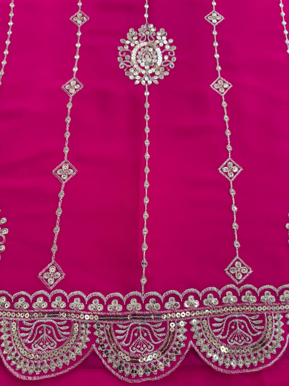 Pink Color Sequence Work Designer Georgette Palazzo Suit